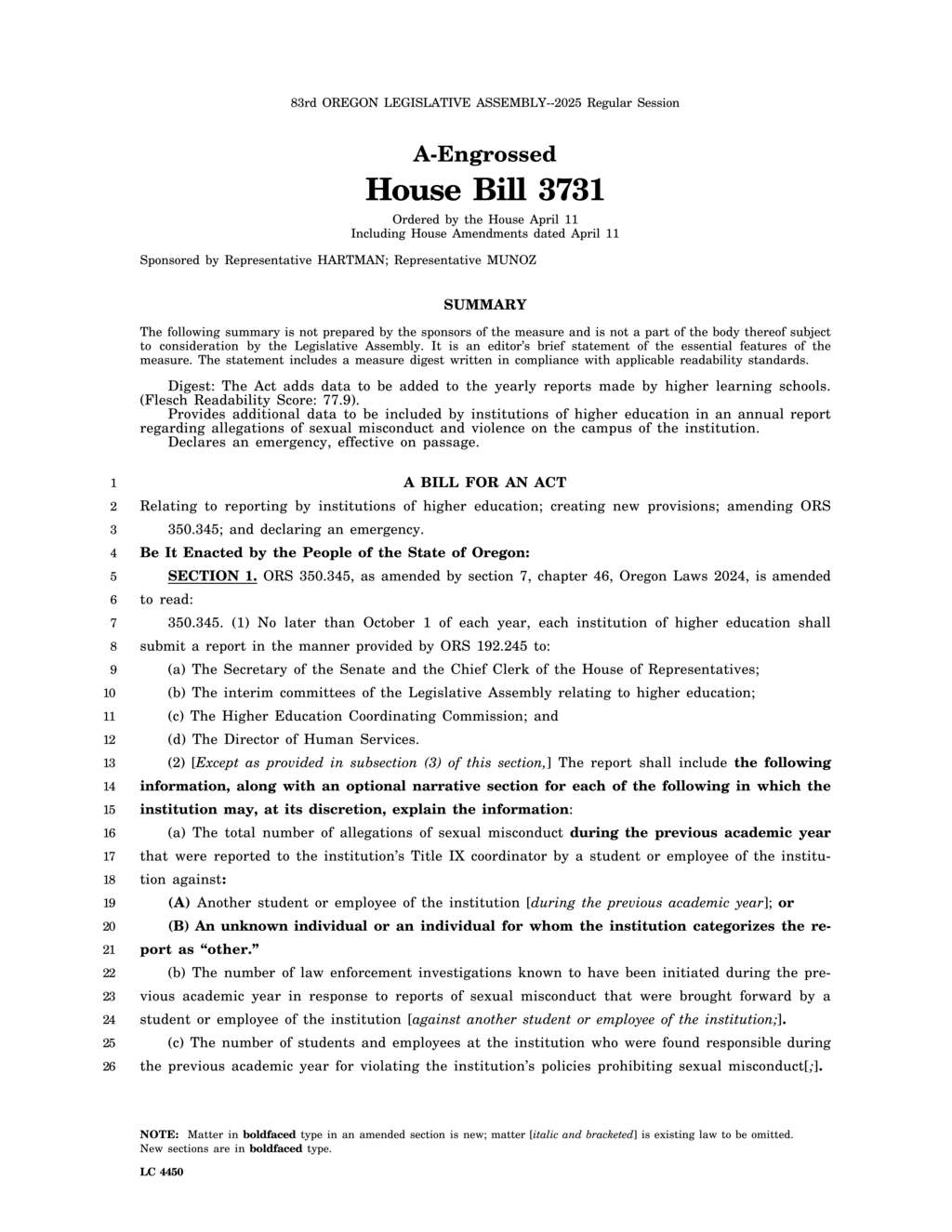 Texas House Bill 3731 mandates annual sexual misconduct reporting for higher education institutions