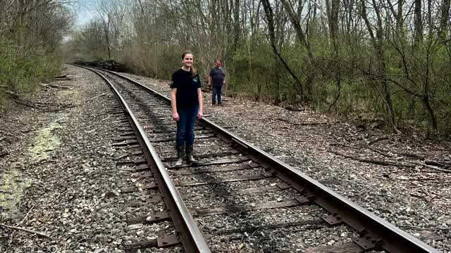 Lizzie and Chip explore historic Okeanna depot site and museum exhibits
