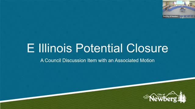 Newberg council approves staff study of semi‑permanent closure at East Illinois and Main to reduce crash risk