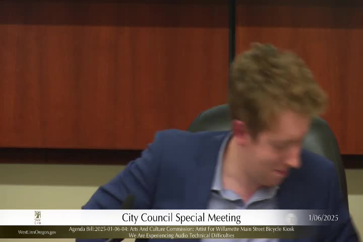 Council authorizes staff to negotiate with artist Travis Pond for Willamette Main Street bike‑kiosk art