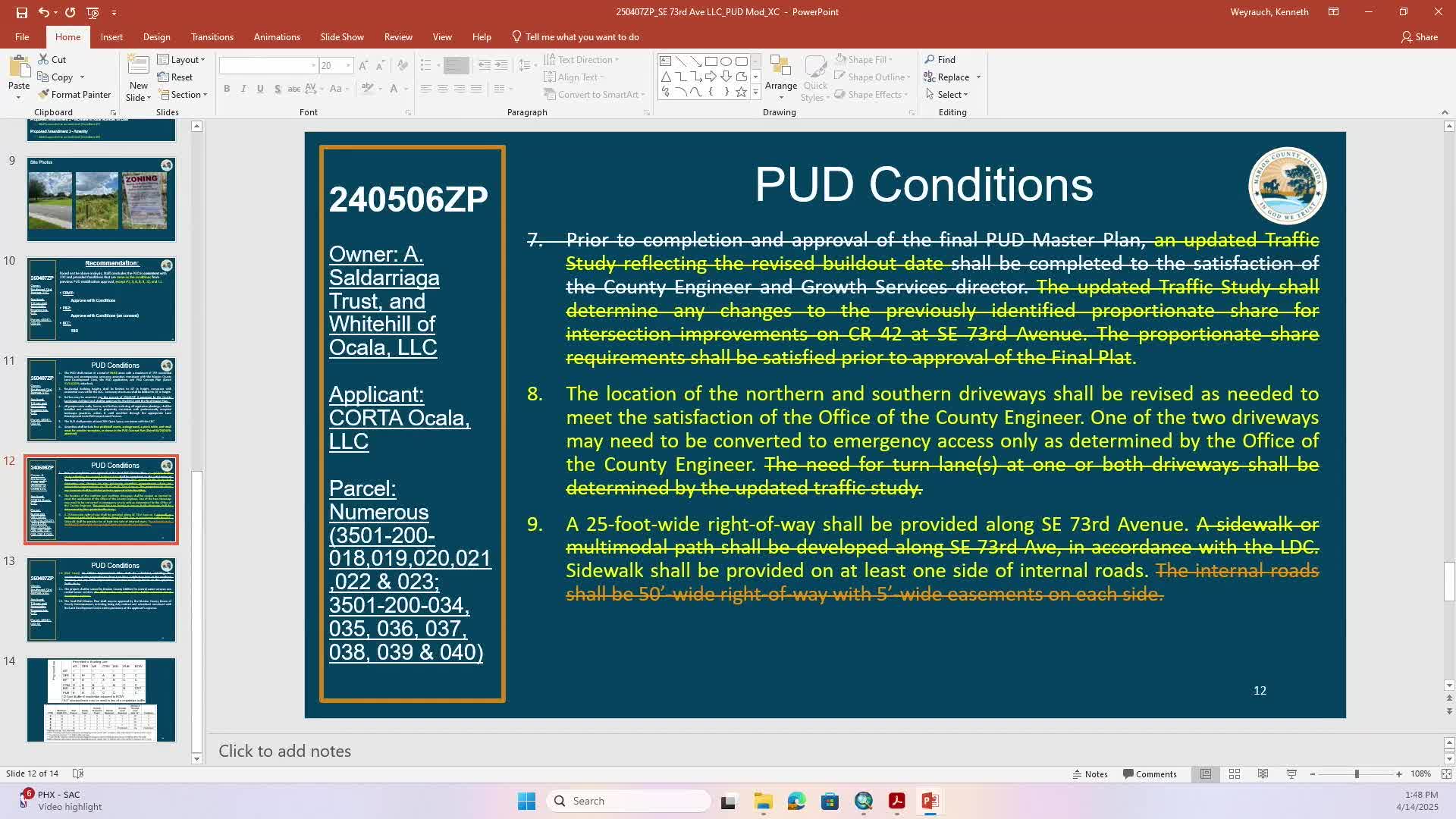 Marion County gives staff 30 days to seek easement for Highway 27 West utilities; ordinance for PUD adopted
