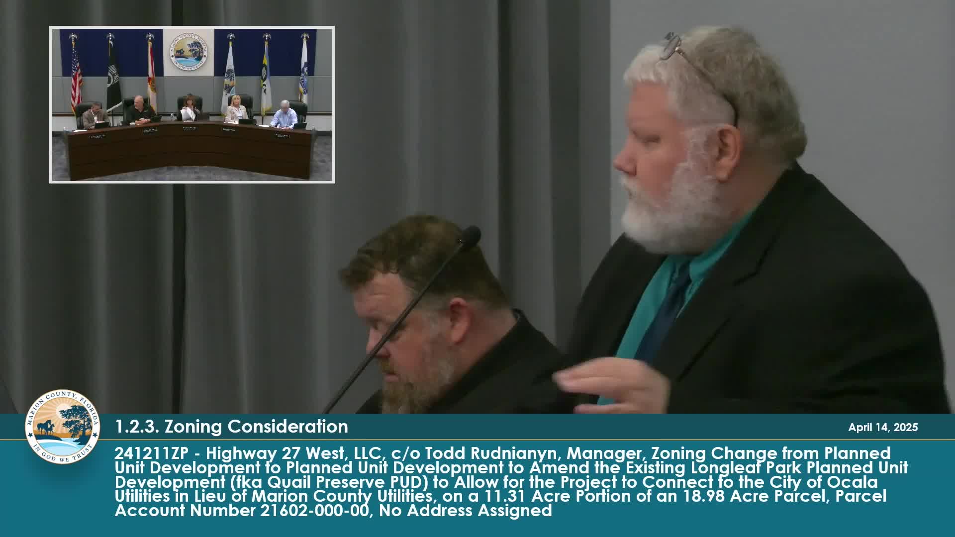 Marion County reviews Longleaf Park PUD approval and utility connection challenges