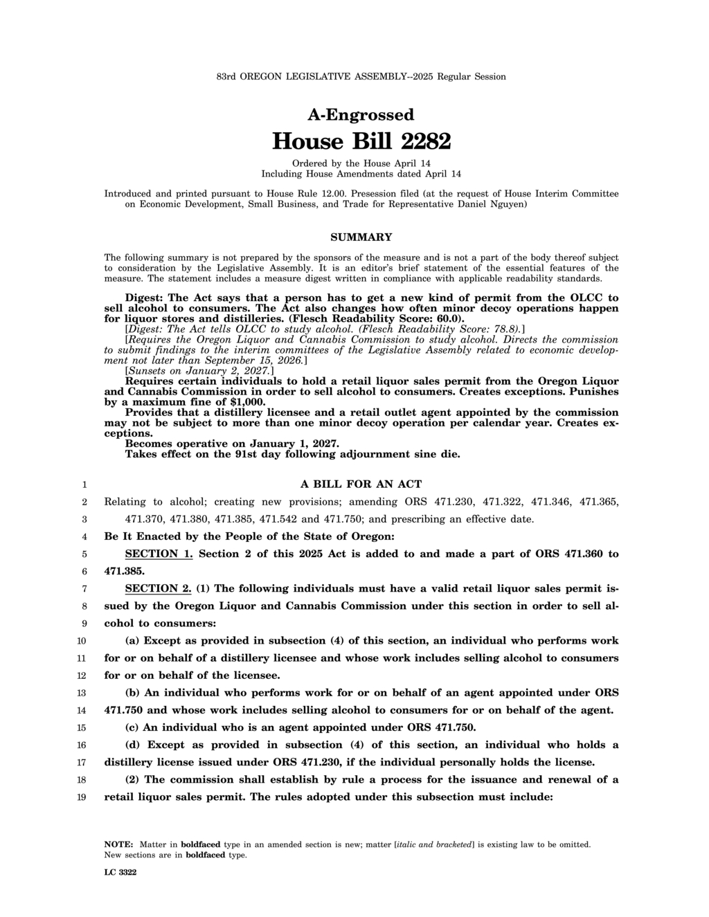 Oregon Liquor Commission updates alcohol server education and retail sales regulations