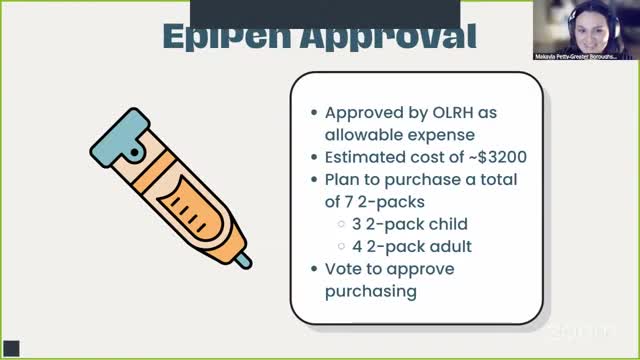 Greater Burrows board approves EpiPen purchase, delegates nursing supplies purchases; several procedural votes recorded