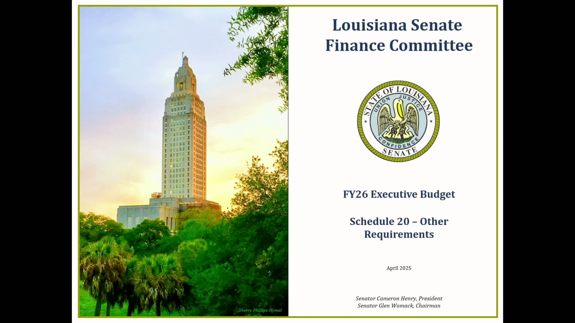 Senate fiscal staff walk committee through 'Other Requirements' schedule in House Bill 1; installment purchase program draws questions