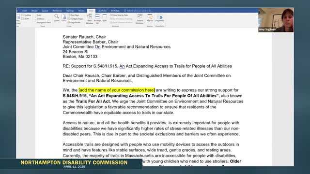 Northampton Disability Commission supports Trails for All Act to enhance accessibility
