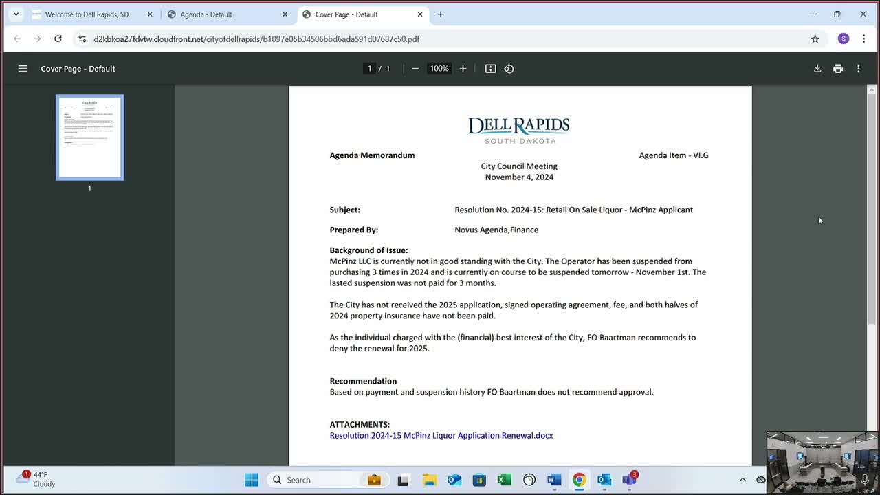 City Council reviews McPins license renewal amidst payment disputes