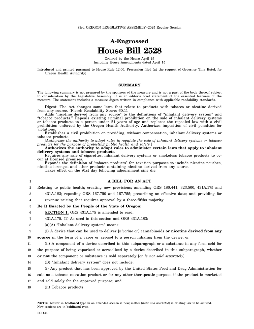 Oregon Health Authority to enforce tobacco laws with new amendments effective October 2025