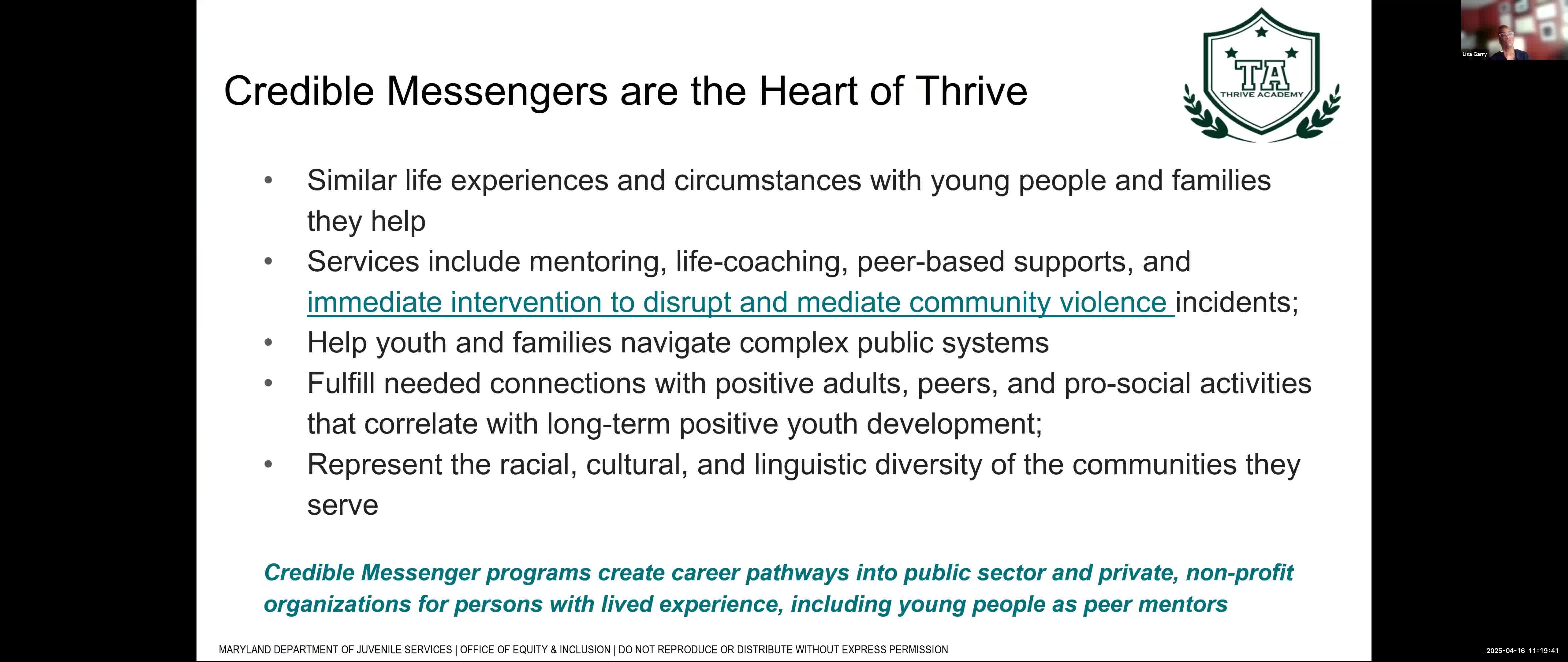 Thrive Academy utilizes credible messengers to disrupt youth violence in communities