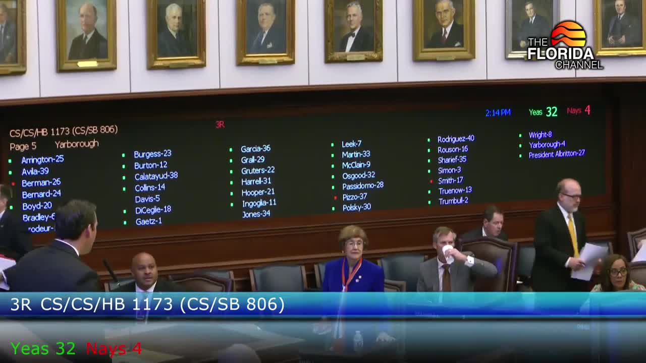 Votes at a glance: Key Florida Senate floor actions and final tallies