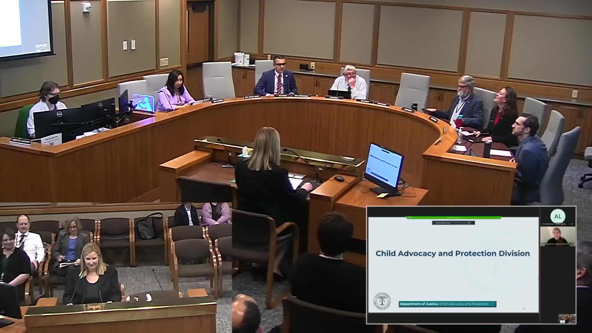 DOJ outlines child‑welfare caseload, regional coverage in informational hearing on HB 5014