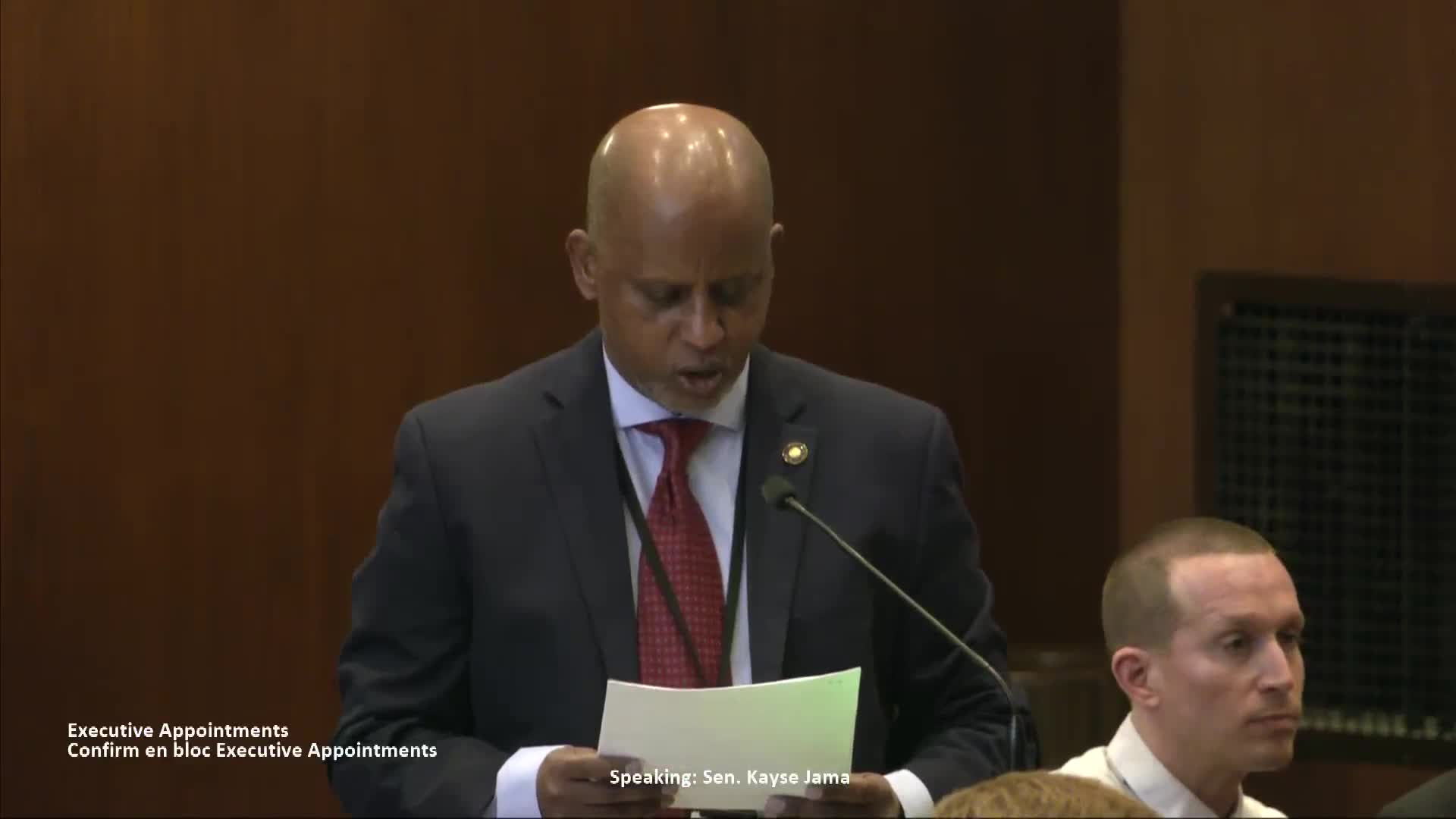 Senator Jama pushes for confirmation of governor's appointments in upcoming calendar