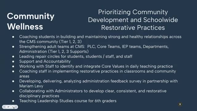 CMS staff implement restorative practices to enhance student success and community engagement