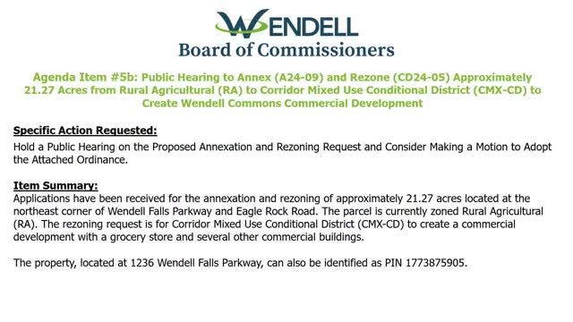 Wendell City Council reviews 21-acre Wendell Commons commercial development proposal