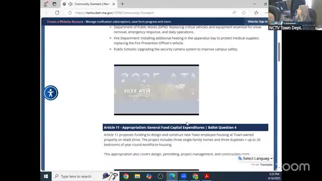 Select Board previews Town Meeting warrant items: capital exclusion for equipment, employee housing proposal