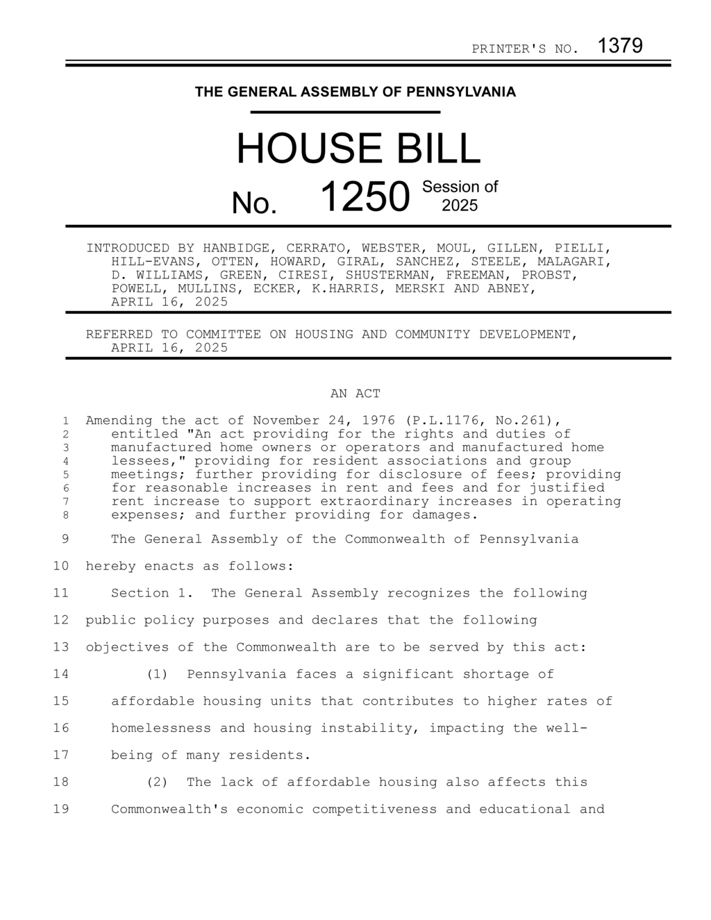 Pennsylvania legislators establish rent increase guidelines based on Consumer Price Index