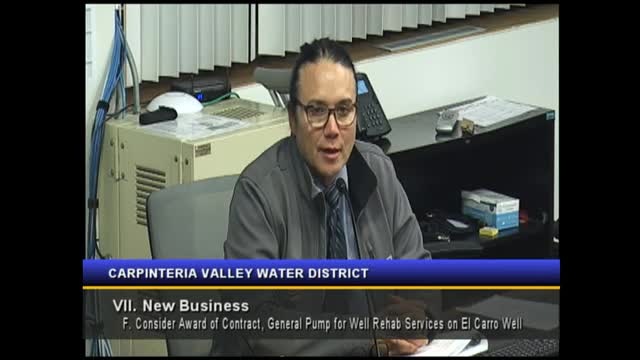 City Council approves El Caro Well rehabilitation project with General Pump contract