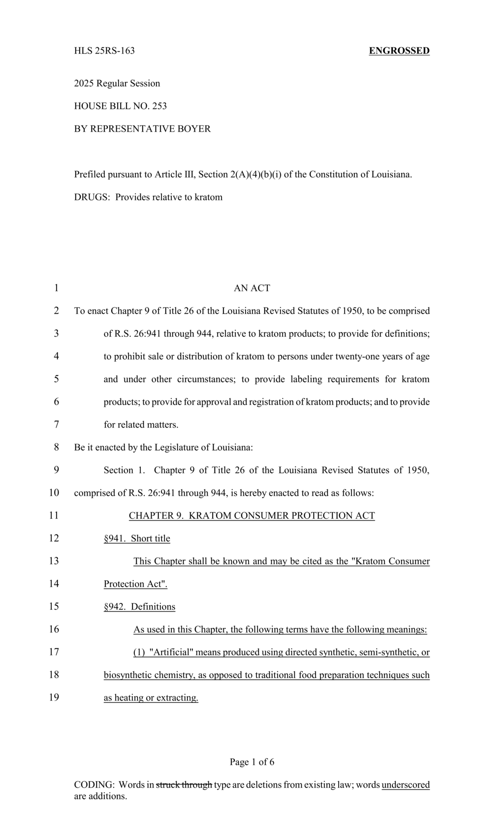 Louisiana House approves Kratom Consumer Protection Act limiting sales to minors