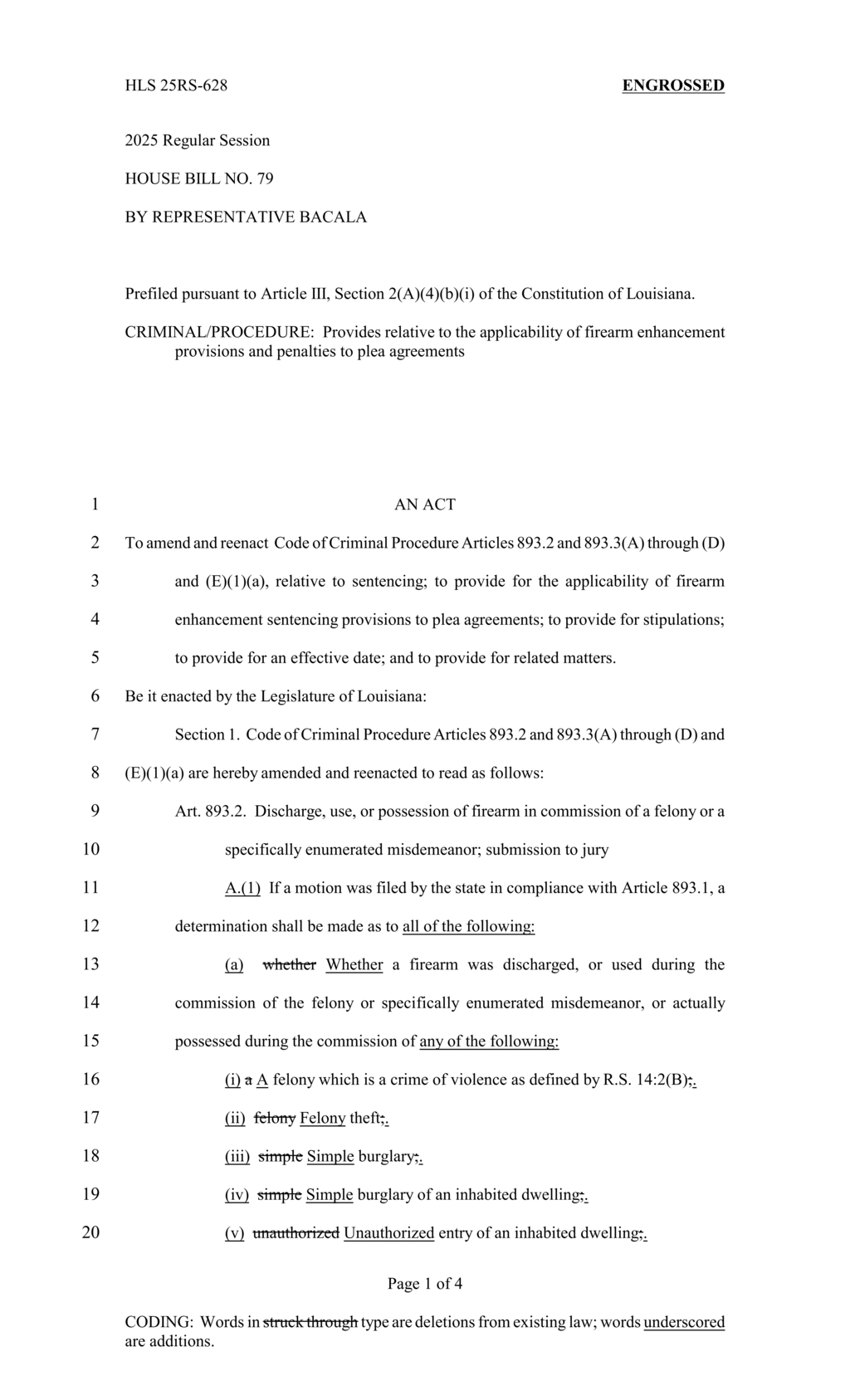 Louisiana enacts strict sentencing guidelines for firearm-related felonies