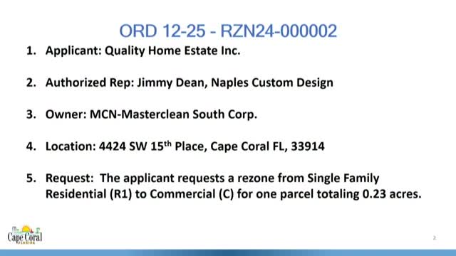 Cape Coral Council approves Quality Home Estate's rezoning request for commercial development