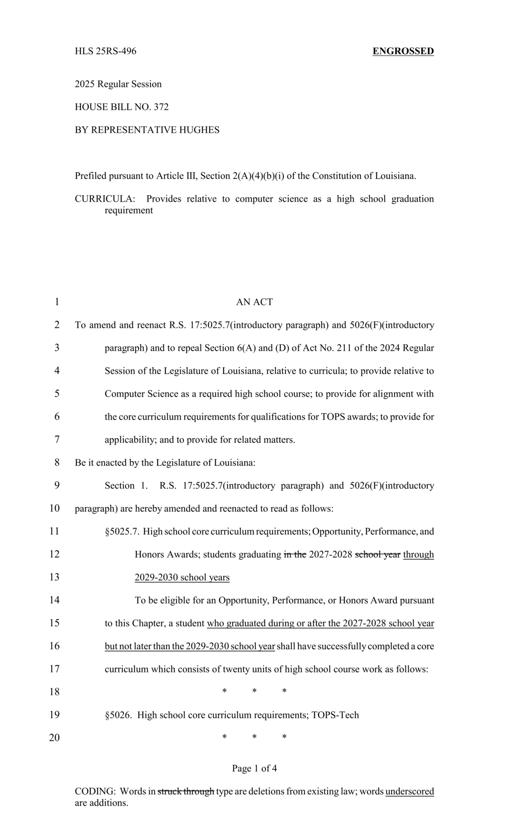 Louisiana revises computer science graduation requirements starting 2027-2028