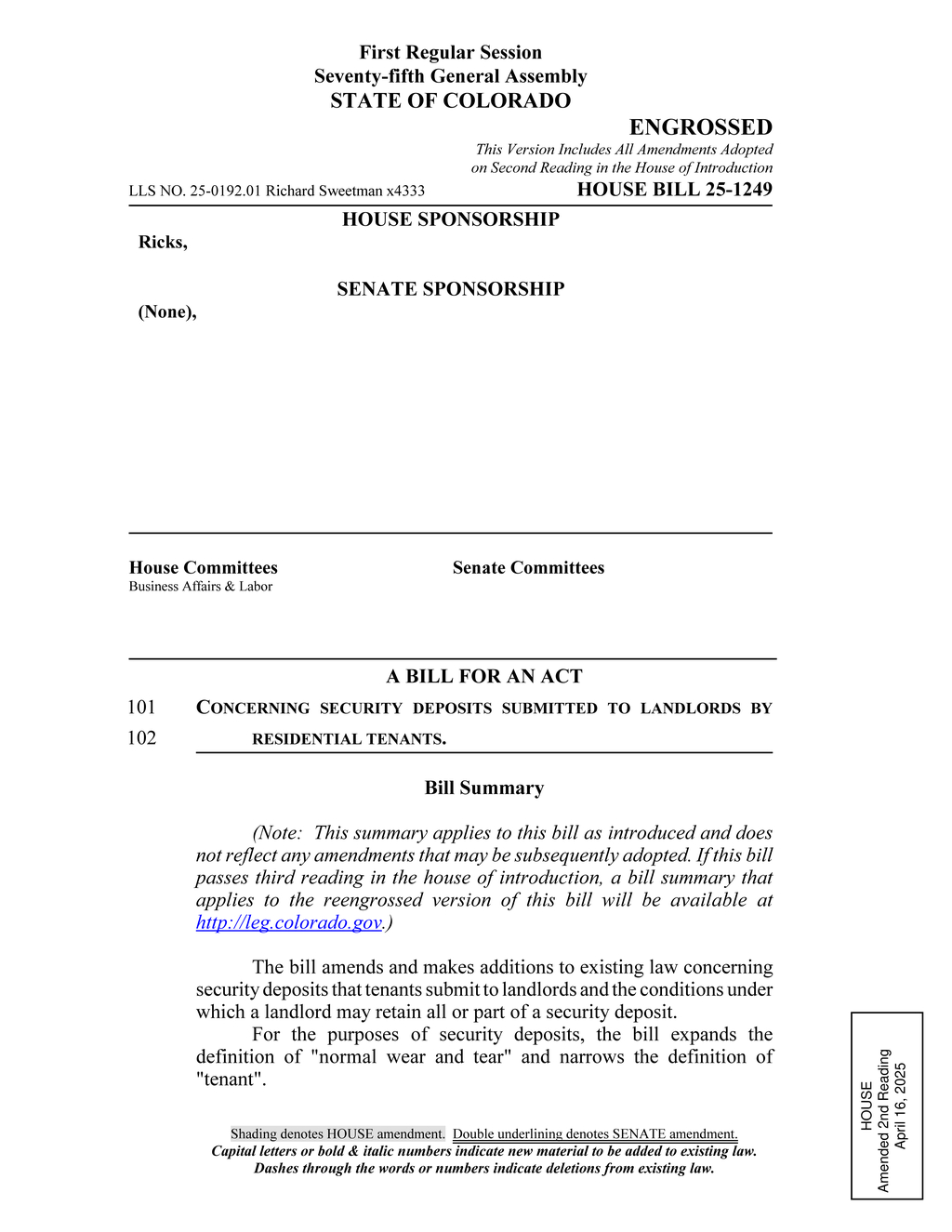 Colorado revises security deposit rules to clarify normal wear and tear stipulations
