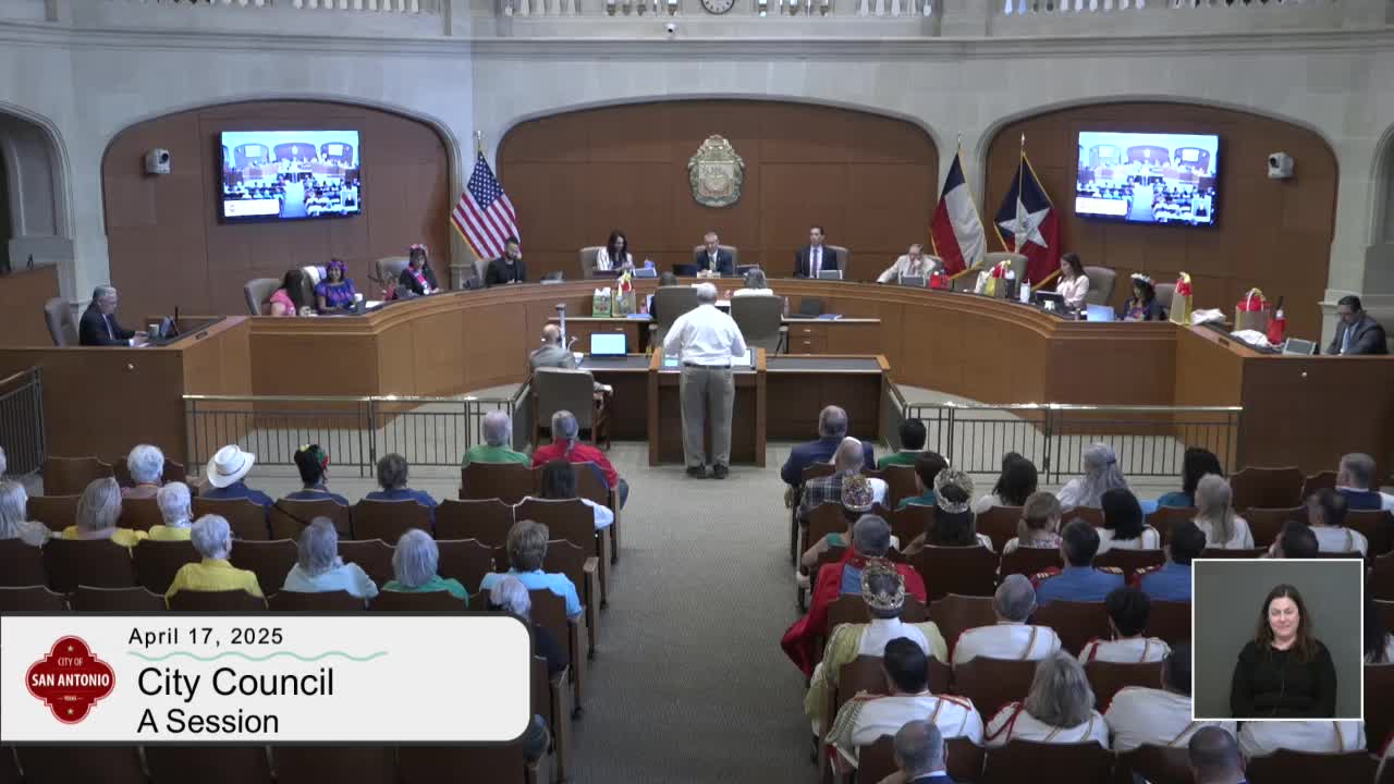 Public commenter objects to proposed Bexar County harm-reduction agreement; council pulls item from consent agenda