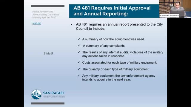 City Council reviews military equipment usage and budget for law enforcement