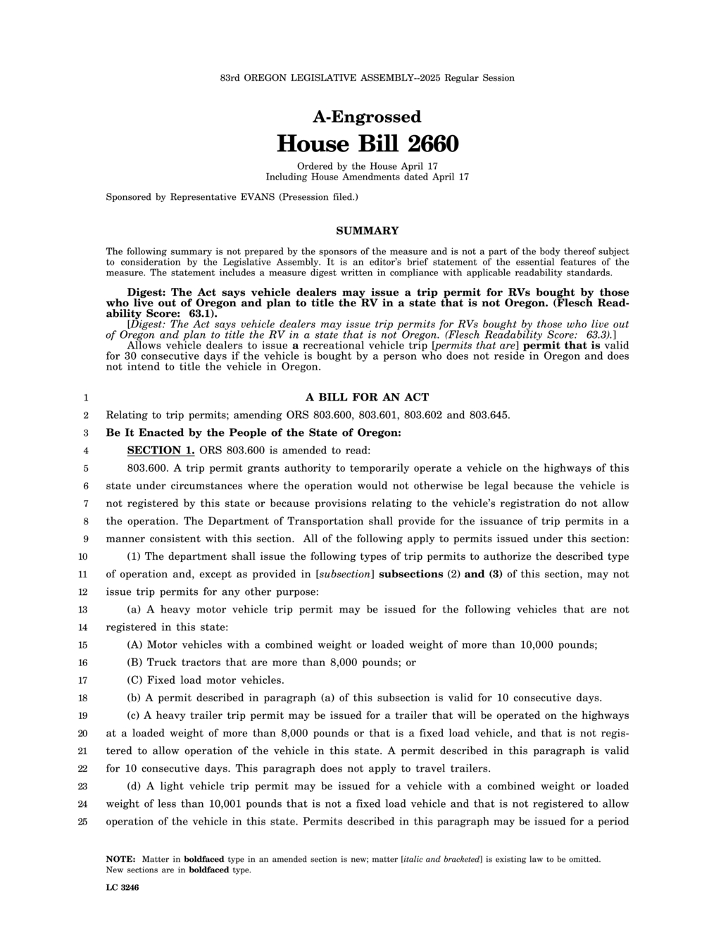 Oregon Department outlines new vehicle trip permit regulations for dealers and buyers