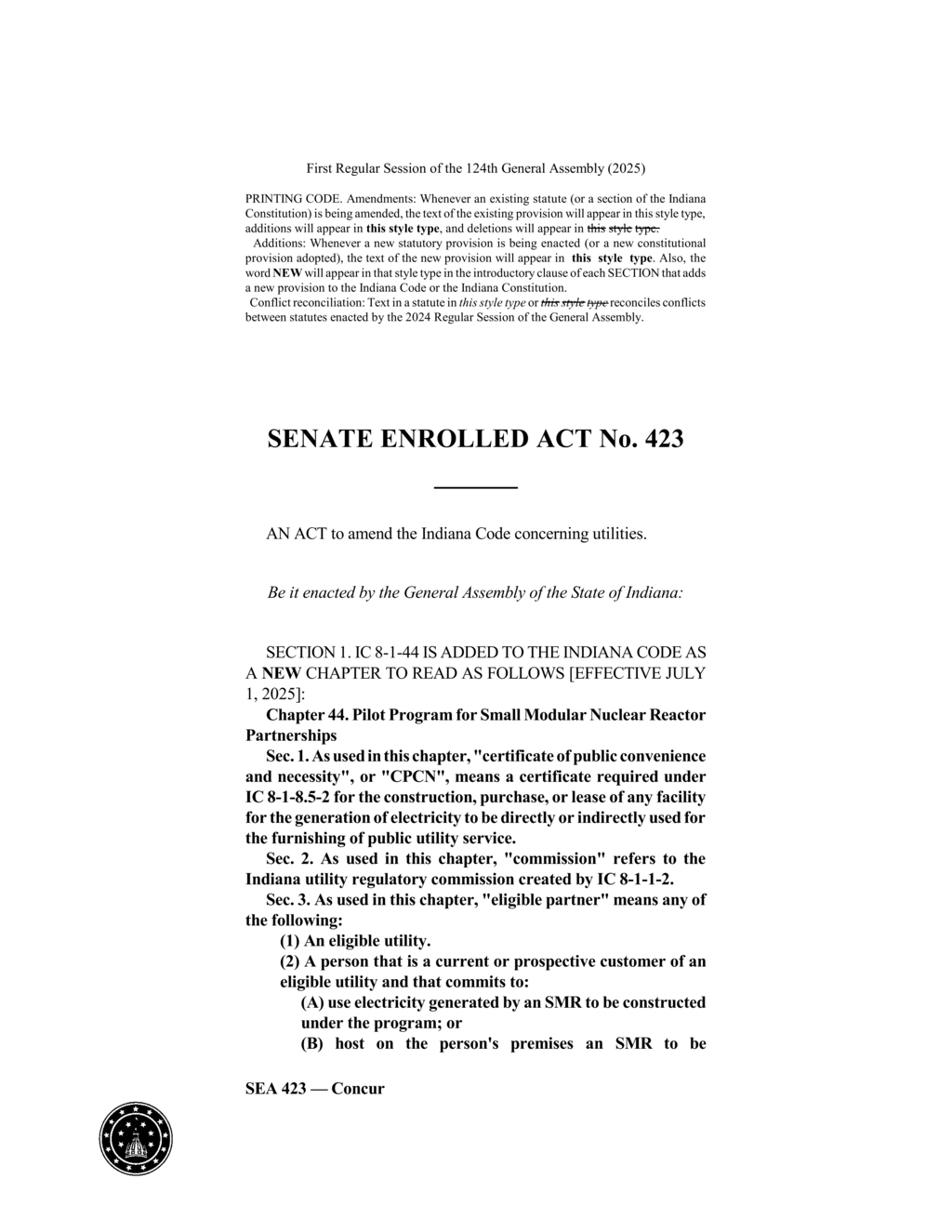Indiana establishes small modular nuclear reactor partnership pilot program