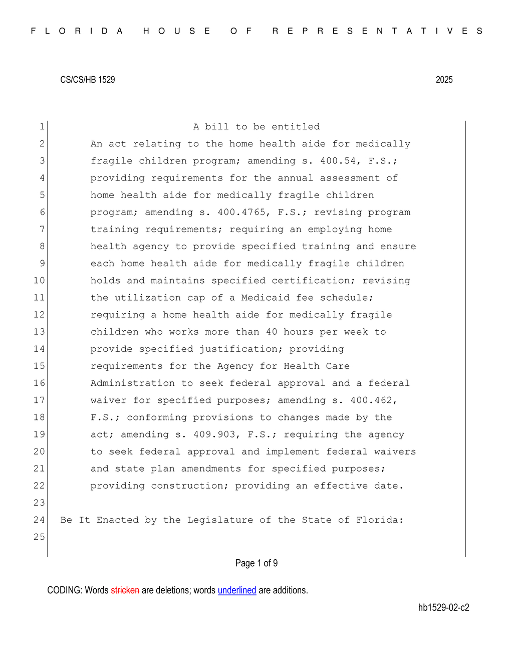 Florida House advances home health aide program for medically fragile children
