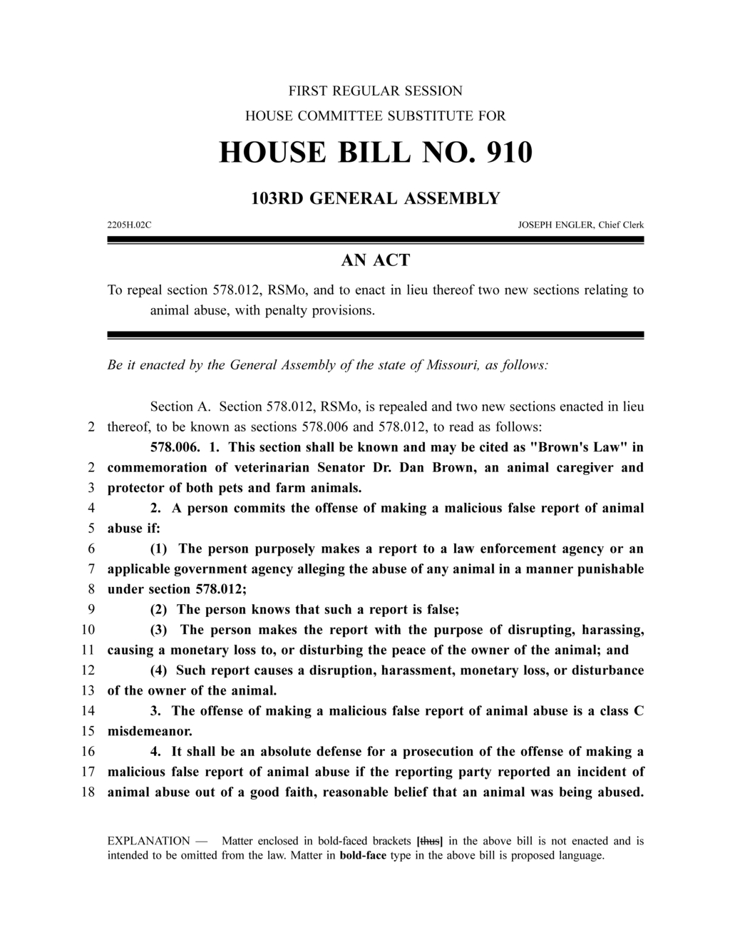 Legislation introduced to redefine animal abuse standards and reporting requirements