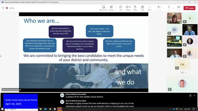 Ray and Associates outlines superintendent search process for Seattle School District