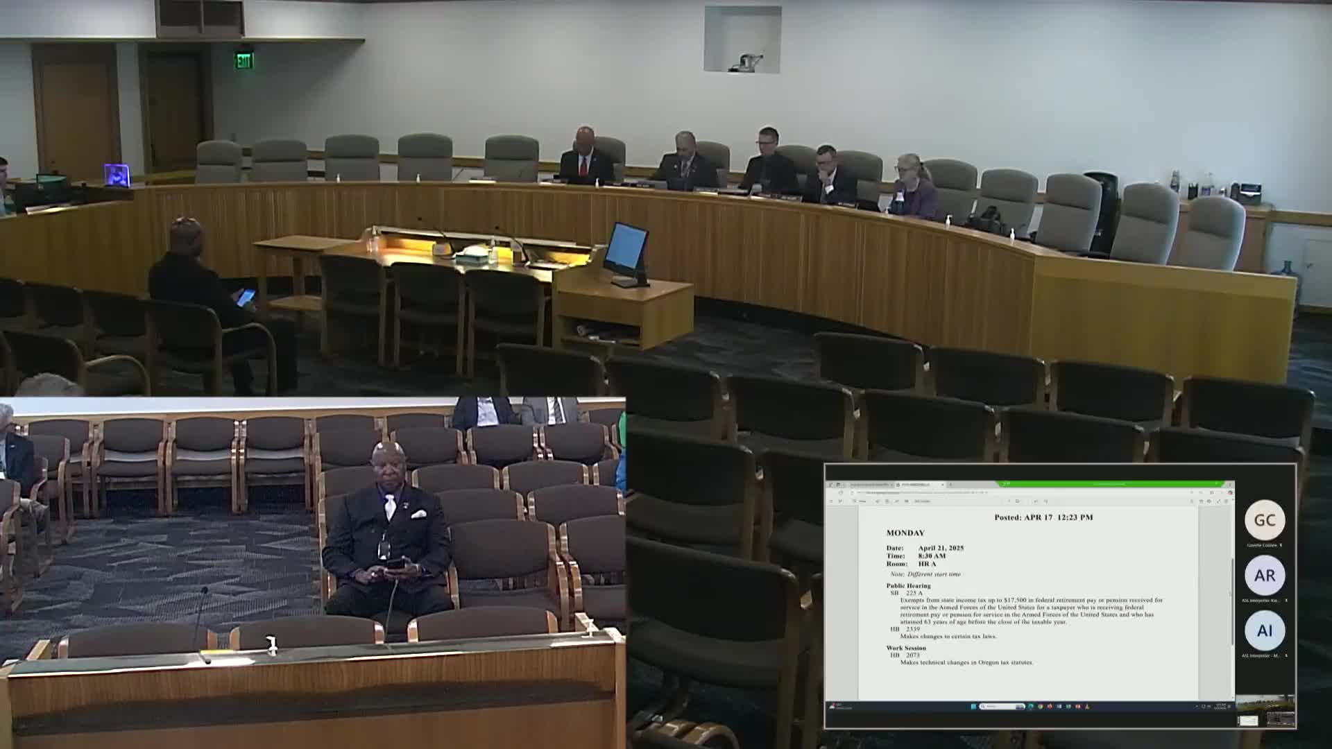 Senate committee hears testimony on bill to exempt up to $17,500 of military retirement pay for older veterans