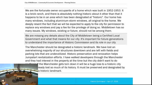Middletown officials seek more time to refine historic preservation plan