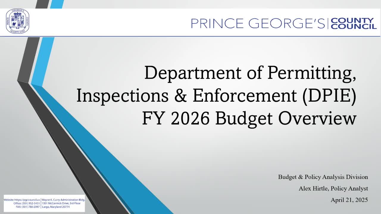 DPIE proposes $32.3M budget for fiscal year 2026 with staffing changes