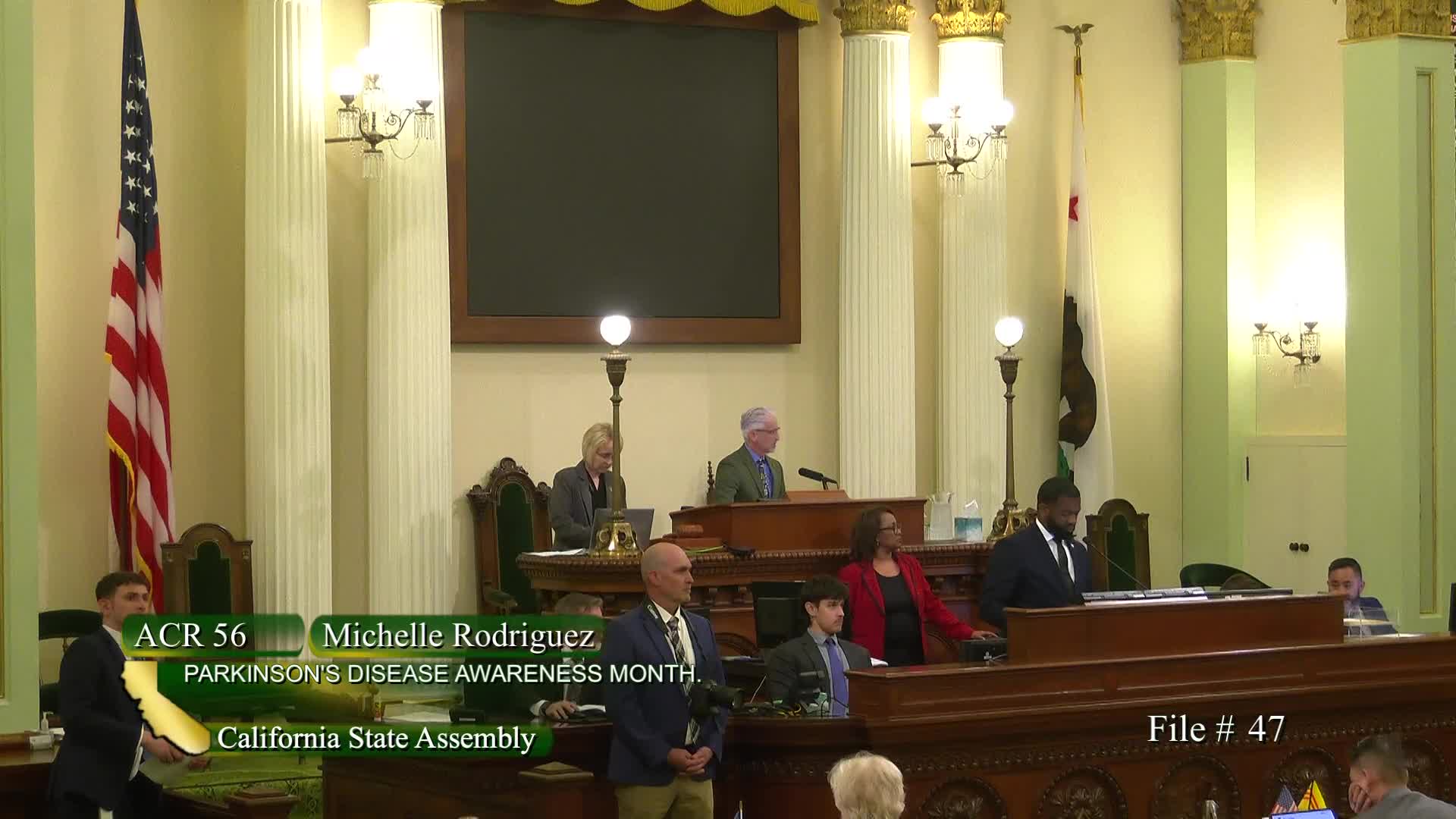Assemblymember Rodriguez addresses Parkinson's disease resolution during assembly session