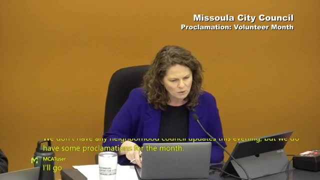 Mayor Andrea Davis proclaims April 2025 as Volunteer Month in Missoula