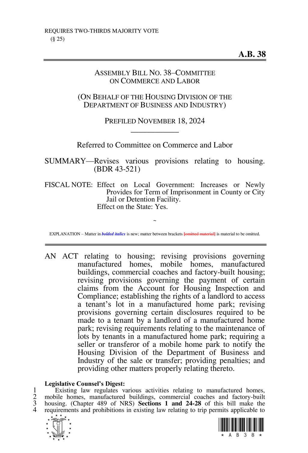 Nevada amends manufactured home regulations to enhance safety and accountability