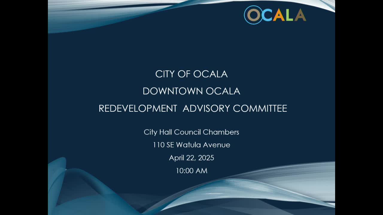 Ocala Downtown CRA advisory committee elects officers, approves grant-review guidelines and names committee chair