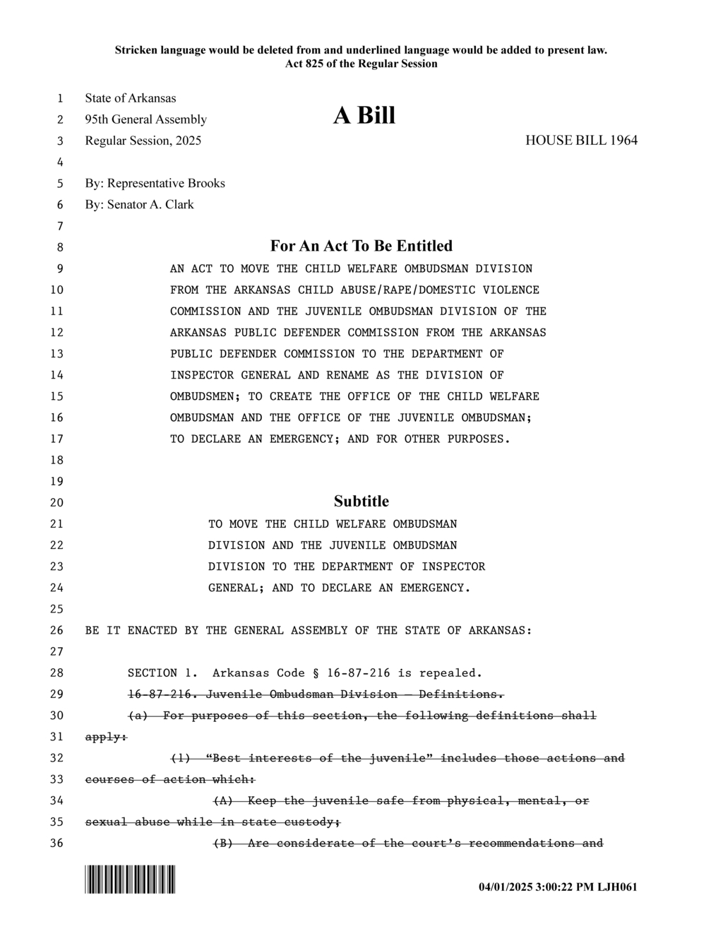 Arkansas transfers Child Welfare Ombudsman to Department of Inspector General