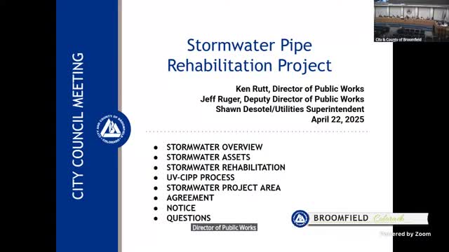 Broomfield Council approves $1.6M stormwater pipe rehabilitation project using trenchless technology
