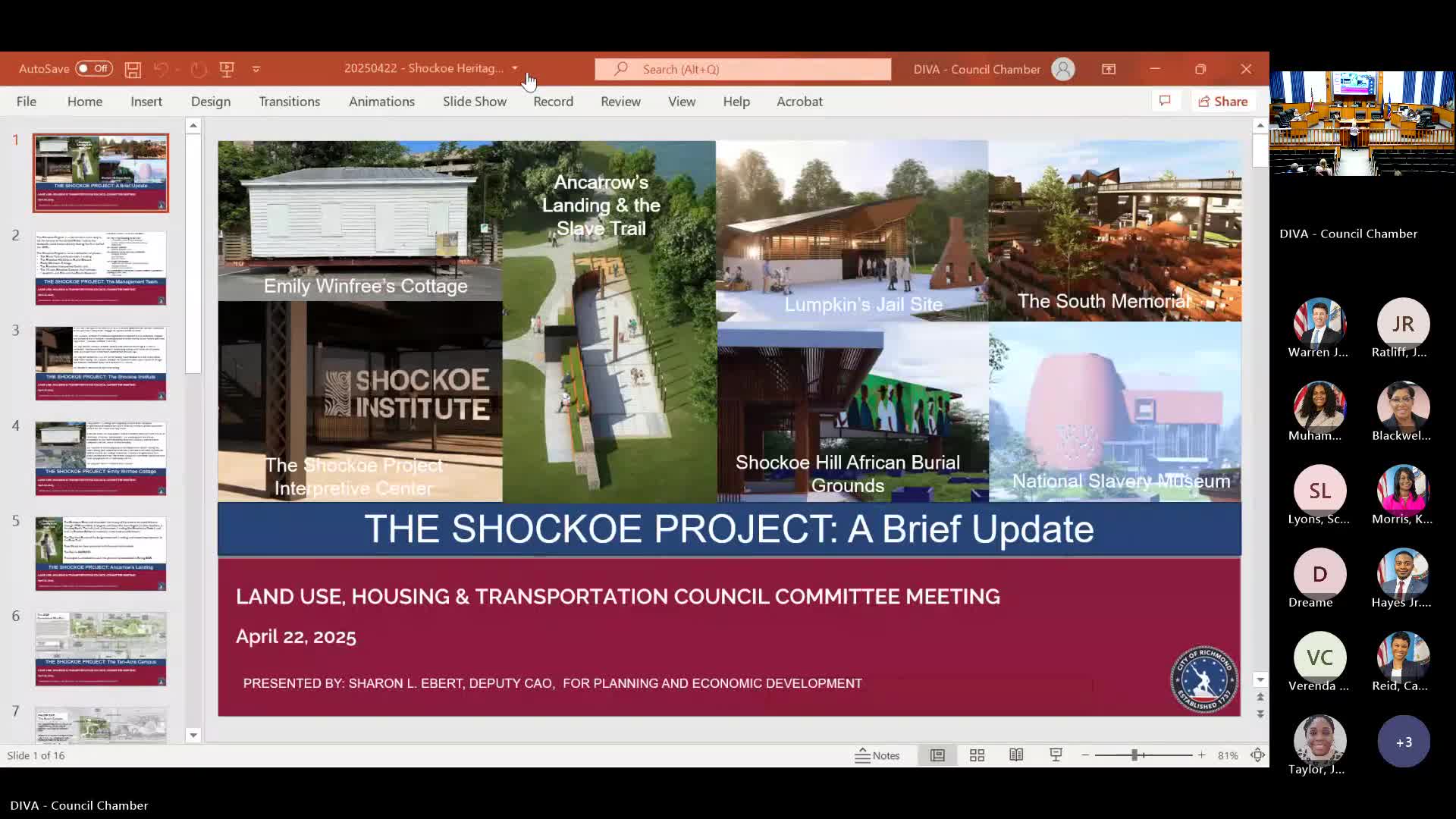 City presents progress, costs and timelines for Shockoe Heritage Campus projects including Lumpkin'9s Slave Jail pavilion and Shaco Institute