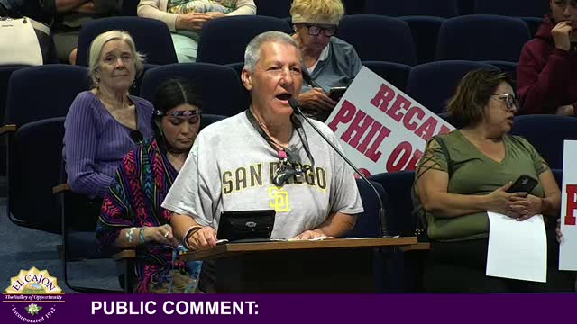 El Cajon residents criticize council member Phil Ortiz at city meeting