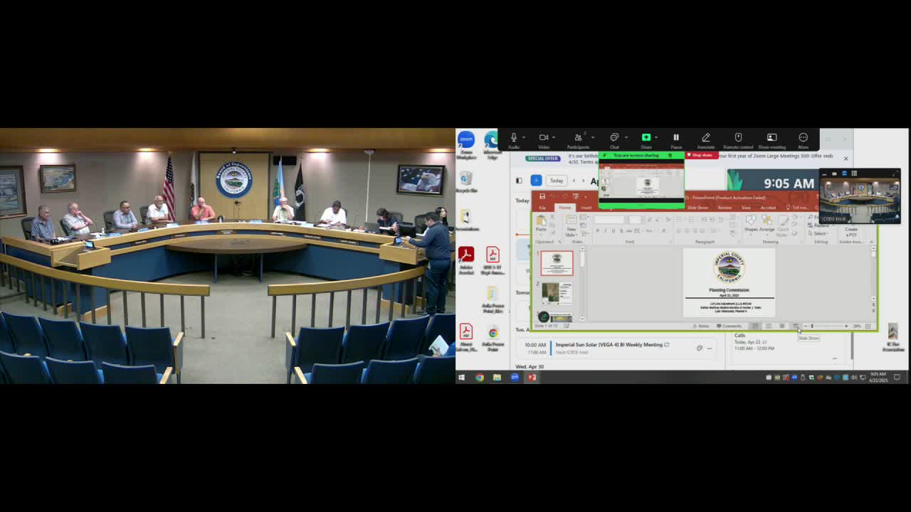 Imperial County planning commission approves lot line adjustment on Orchard Road in Hopeville