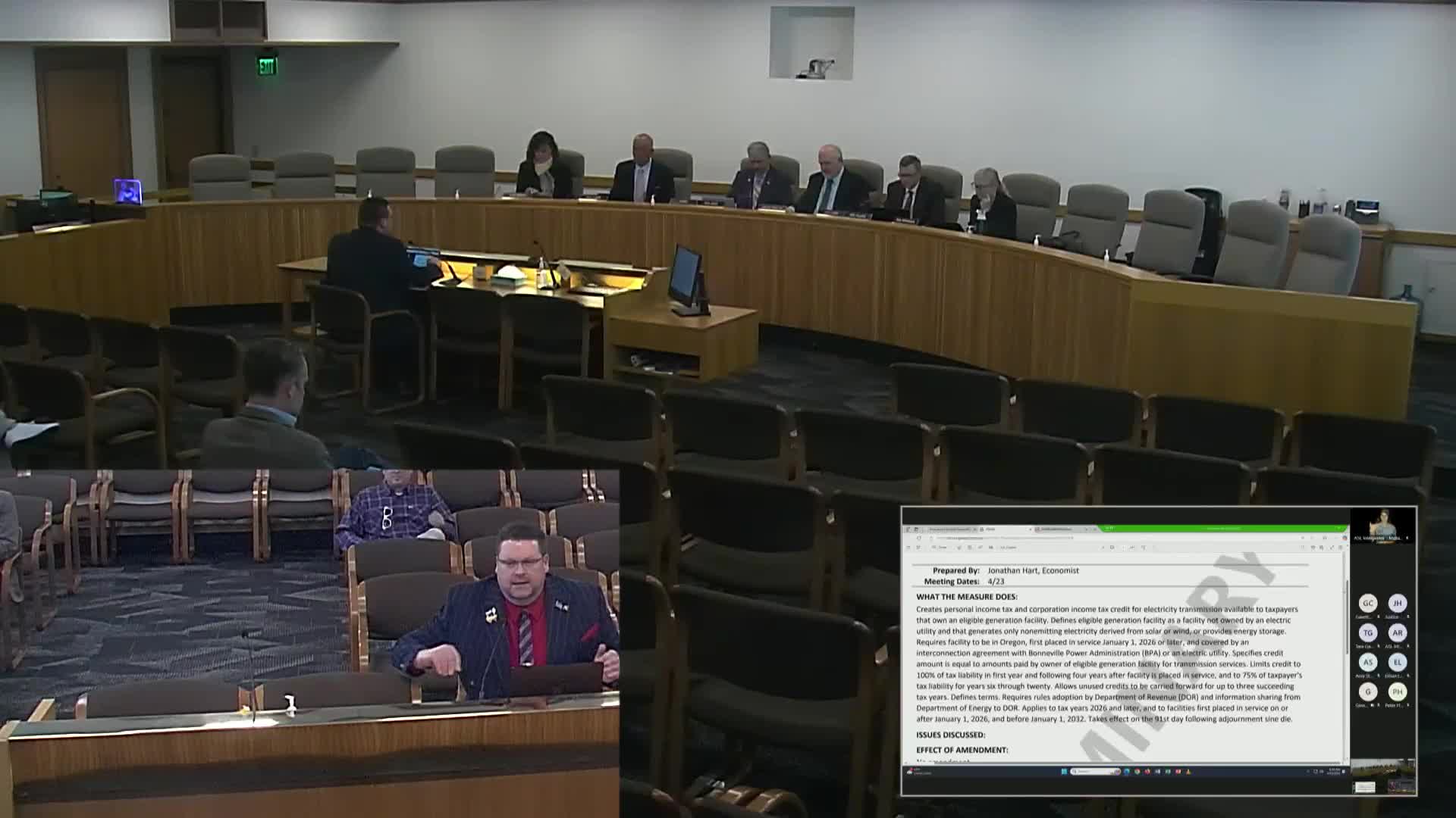 Senate committee hears public testimony on bill to credit transmission costs for in‑state solar, wind and storage projects