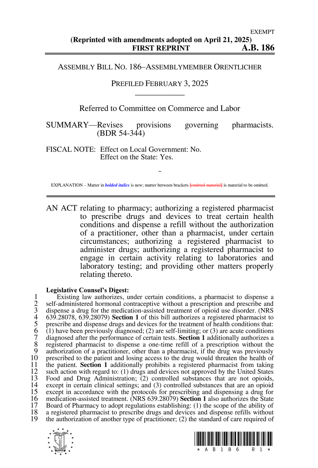 Nevada legislature updates prescription regulations for healthcare professionals