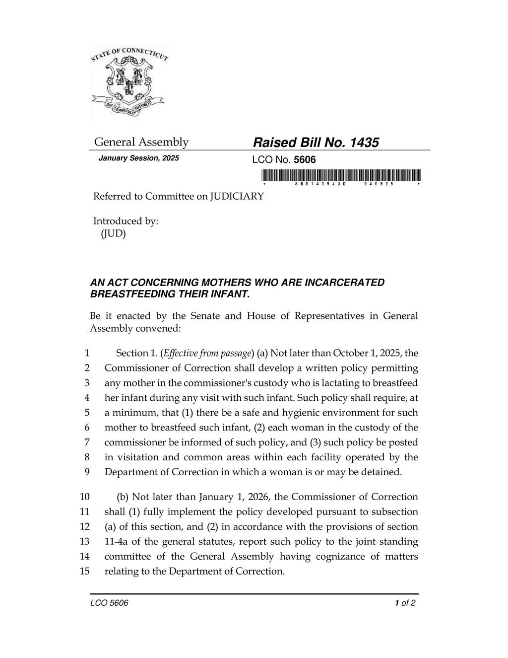 Connecticut establishes breastfeeding policy for incarcerated mothers by 2025