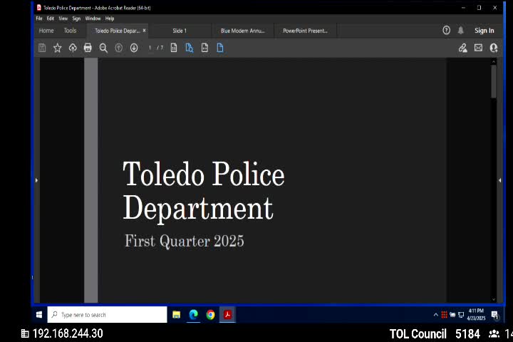 Toledo Police Chief Trendley reports significant crime reductions in quarterly update