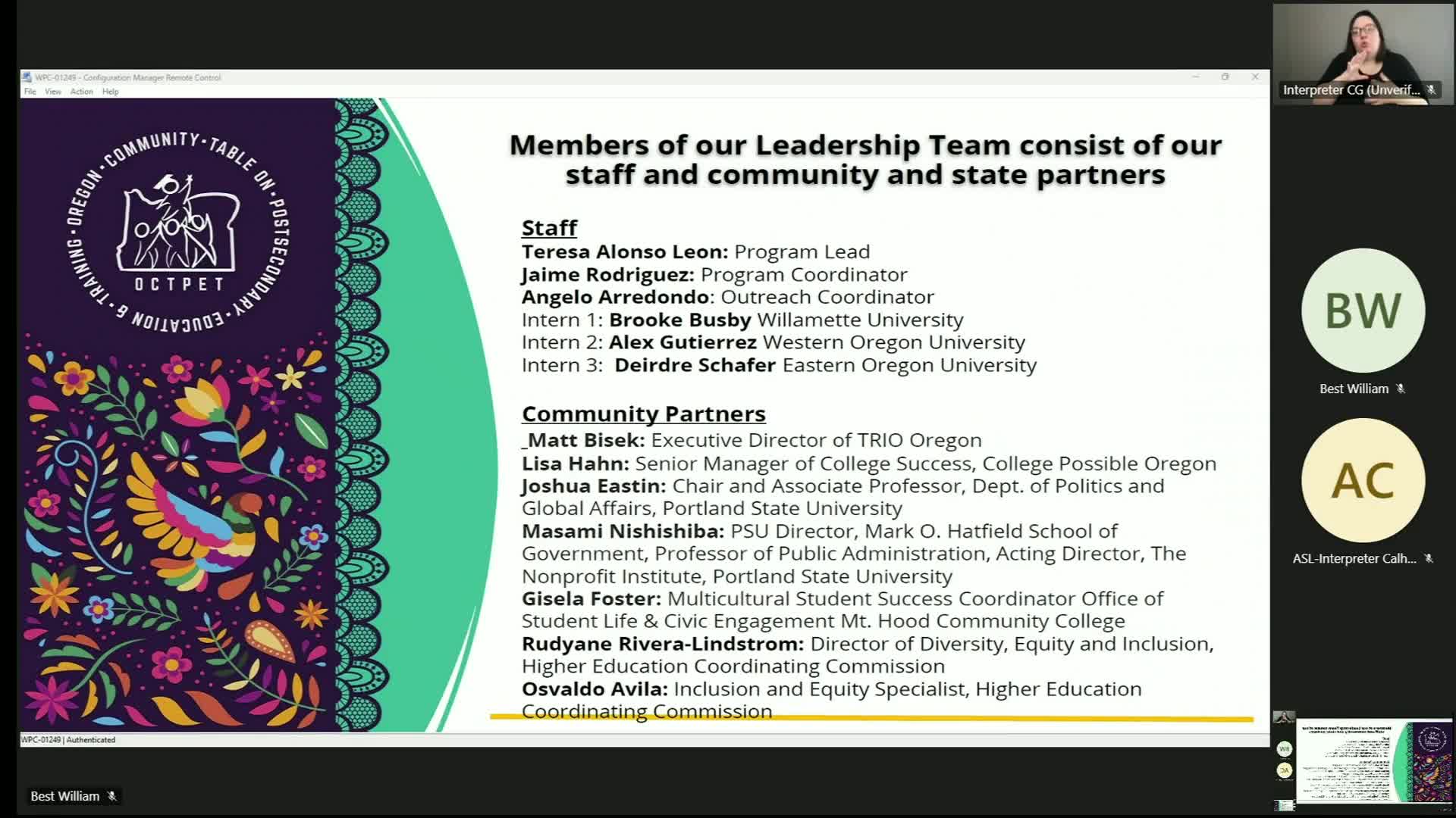 Oregon leadership team advocates for underserved student populations with foundation support
